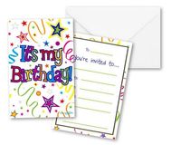 Ribbons and Stars Invites/envelopes 8pcs - Partyware